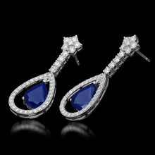 Load image into Gallery viewer, Exquisite 9.00 Carats Natural Sapphire and Diamond 14K Solid White Gold Earrings