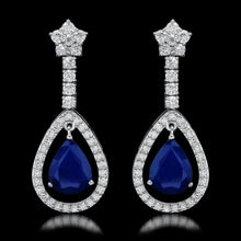 Load image into Gallery viewer, Exquisite 9.00 Carats Natural Sapphire and Diamond 14K Solid White Gold Earrings