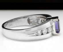Load image into Gallery viewer, 1.00 Carat Natural Very Nice Looking Tanzanite and Diamond 14K Solid White Gold Ring