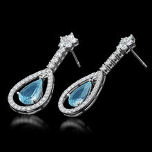 Load image into Gallery viewer, 7.00Ct Natural Aquamarine and Diamond 14K Solid White Gold Earrings