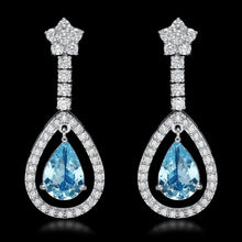 Load image into Gallery viewer, 7.00Ct Natural Aquamarine and Diamond 14K Solid White Gold Earrings