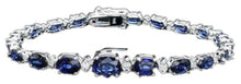 Load image into Gallery viewer, 12.60 Natural Blue Sapphire and Diamond 14K Solid White Gold Bracelet