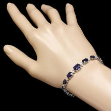 Load image into Gallery viewer, 12.60 Natural Blue Sapphire and Diamond 14K Solid White Gold Bracelet