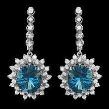 Load image into Gallery viewer, 13.20Ct Natural London Blue Topaz and Diamond 14K White Gold Earrings