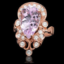 Load image into Gallery viewer, 9.00 Carats Natural Pink Kunzite and Diamond 14K Solid Rose Gold Ring