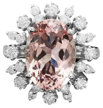 Load image into Gallery viewer, 6.30 Carats Natural Morganite and Diamond 14K Solid White Gold Ring