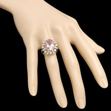 Load image into Gallery viewer, 6.30 Carats Natural Morganite and Diamond 14K Solid White Gold Ring