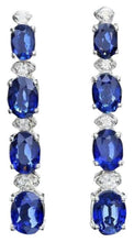 Load image into Gallery viewer, 7.30Ct Natural Sapphire and Diamond 14K White Gold Earrings