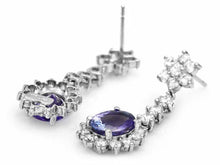 Load image into Gallery viewer, 6.10Ct Natural Tanzanite and Diamond 14K Solid White Gold Earrings
