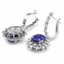 Load image into Gallery viewer, 6.40Ct Natural Tanzanite and Diamond 14K Solid White Gold Earrings