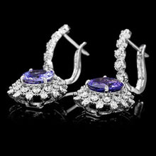 Load image into Gallery viewer, 6.40Ct Natural Tanzanite and Diamond 14K Solid White Gold Earrings