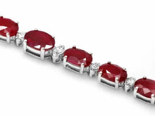 Load image into Gallery viewer, 14.50Ct Natural Ruby and  Diamond 14K Solid White Gold Bracelet