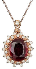 Load image into Gallery viewer, 7.20Ct Natural Red Ruby and Diamond 14K Solid Rose Gold Pendant