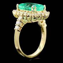 Load image into Gallery viewer, 5.80ct Natural Emerald &amp; Diamond 18k Solid Yellow Gold Ring