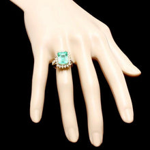 Load image into Gallery viewer, 5.80ct Natural Emerald &amp; Diamond 18k Solid Yellow Gold Ring