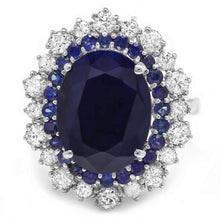 Load image into Gallery viewer, 8.00ct Natural Blue Sapphire &amp; Diamond 14k Solid White Gold Ring