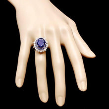 Load image into Gallery viewer, 8.00ct Natural Blue Sapphire &amp; Diamond 14k Solid White Gold Ring