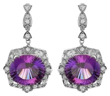 Load image into Gallery viewer, 19.70ct Natural Amethyst and Diamond 14K Solid White Gold Earrings