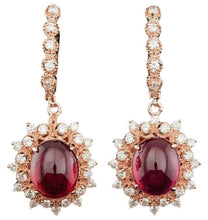 Load image into Gallery viewer, 15.40Ct Natural Ruby and Diamond 14K Solid Rose Gold Earrings