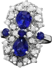 Load image into Gallery viewer, 4.30 Carats Natural Blue Sapphire and Diamond 14K Solid White Gold Ring