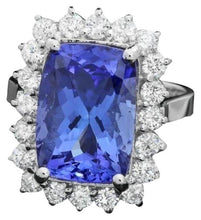 Load image into Gallery viewer, 7.90 Carats Natural Tanzanite and Diamond 18K Solid White Gold Ring