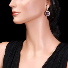 Load image into Gallery viewer, 16.90ct Natural Amethyst and Diamond 14K Solid Yellow Gold Earrings