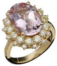 Load image into Gallery viewer, 7.50 Carats Natural Kunzite and Diamond 14K Solid Yellow Gold Ring