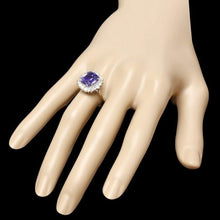 Load image into Gallery viewer, 5.60 Carats Natural Tanzanite and Diamond 14k Solid White Gold Ring