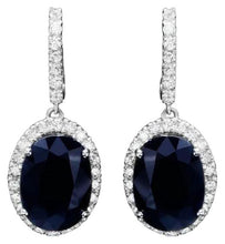 Load image into Gallery viewer, Exquisite 15.30 Carats Natural Sapphire and Diamond 14K Solid White Gold Earrings