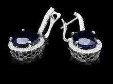 Load image into Gallery viewer, Exquisite 15.30 Carats Natural Sapphire and Diamond 14K Solid White Gold Earrings