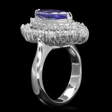 Load image into Gallery viewer, 4.40 Carats Natural Tanzanite and Diamond 14K Solid White Gold Ring