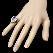 Load image into Gallery viewer, 4.40 Carats Natural Tanzanite and Diamond 14K Solid White Gold Ring