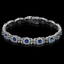 Load image into Gallery viewer, 9.40 Natural Blue Sapphire and Diamond 14K Solid White Gold Bracelet