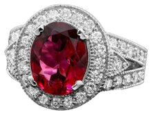 Load image into Gallery viewer, 4.70 Carats Natural Tourmaline and Diamond 14K Solid White Gold Ring