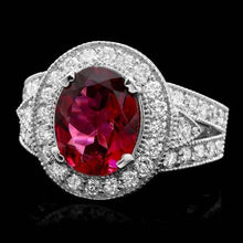 Load image into Gallery viewer, 4.70 Carats Natural Tourmaline and Diamond 14K Solid White Gold Ring