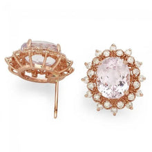 Load image into Gallery viewer, 11.10ct Natural Kunzite and Diamond 14K Solid Rose Gold Earrings