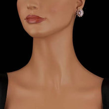 Load image into Gallery viewer, 11.10ct Natural Kunzite and Diamond 14K Solid Rose Gold Earrings