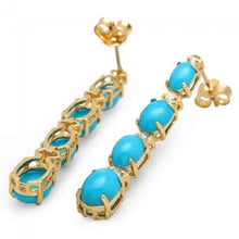 Load image into Gallery viewer, 5.70Ct Natural Turquoise and Diamond 14K Solid Yellow Gold Earrings