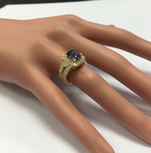 Load image into Gallery viewer, 3.30 Carats Natural Very Nice Looking Tanzanite and Diamond 14K Solid Yellow Gold Ring