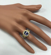 Load image into Gallery viewer, 3.30 Carats Natural Very Nice Looking Tanzanite and Diamond 14K Solid Yellow Gold Ring