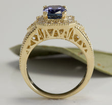 Load image into Gallery viewer, 3.30 Carats Natural Very Nice Looking Tanzanite and Diamond 14K Solid Yellow Gold Ring