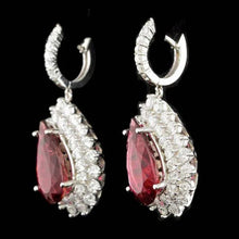 Load image into Gallery viewer, 19.20ct Natural Tourmaline and Diamond 14K Solid White Gold Earrings