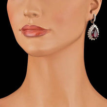 Load image into Gallery viewer, 19.20ct Natural Tourmaline and Diamond 14K Solid White Gold Earrings