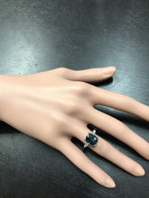 Load image into Gallery viewer, 4.08 Carats Natural Impressive London Blue Topaz and Diamond 14K White Gold Ring