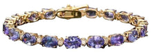 Load image into Gallery viewer, 17.60Ct Natural Tanzanite and Diamond 14K Solid Yellow Gold Bracelet