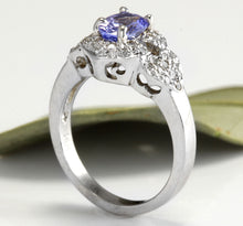Load image into Gallery viewer, 1.40 Carats Natural Very Nice Looking Tanzanite and Diamond 14K Solid White Gold Ring