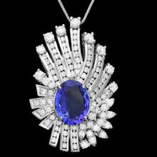 Load image into Gallery viewer, 9.50Ct Natural Tanzanite &amp; Diamond 14K Solid White Gold Pendant
