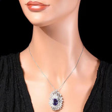Load image into Gallery viewer, 9.50Ct Natural Tanzanite &amp; Diamond 14K Solid White Gold Pendant