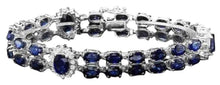 Load image into Gallery viewer, 23.30 Natural Blue Sapphire and Diamond 14K Solid White Gold Bracelet