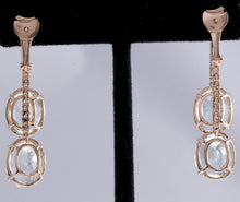Load image into Gallery viewer, Exquisite 21.79 Carats Natural Aquamarine and Diamond 14K Solid Rose Gold Earrings